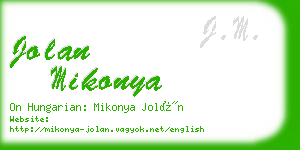 jolan mikonya business card